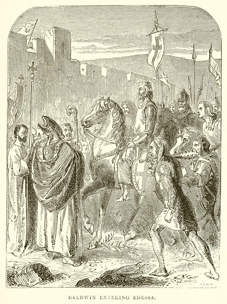 Baldwin vjíždí do Edessy (rytina) od English School
