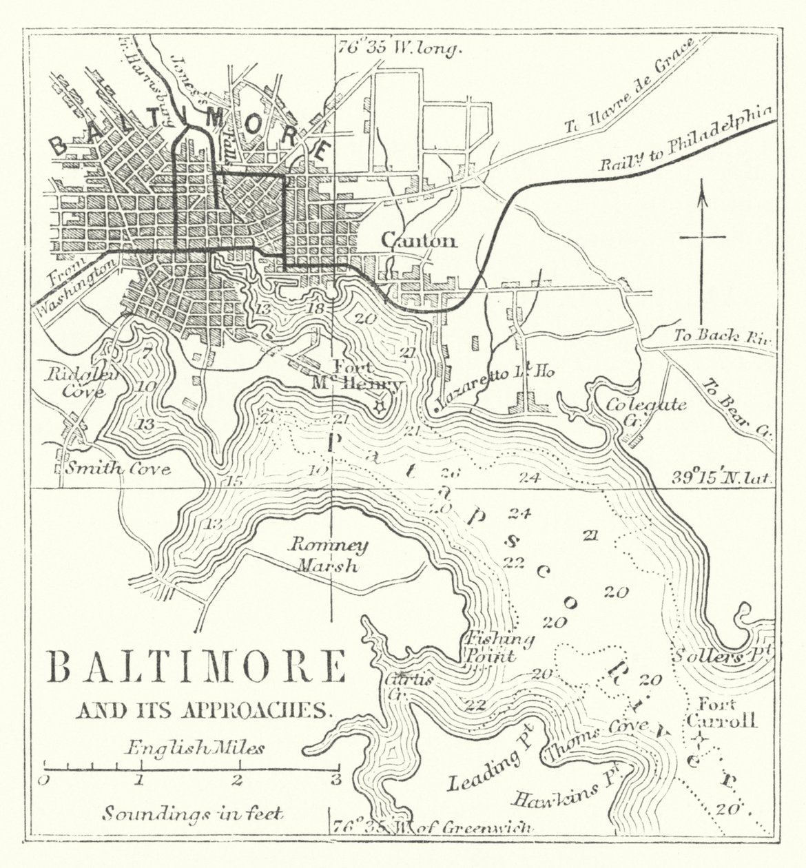 Baltimore a jeho okolí (rytina) od English School
