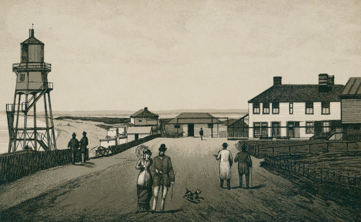 Koupaliště a písky, Dovercourt (litografie) od English School