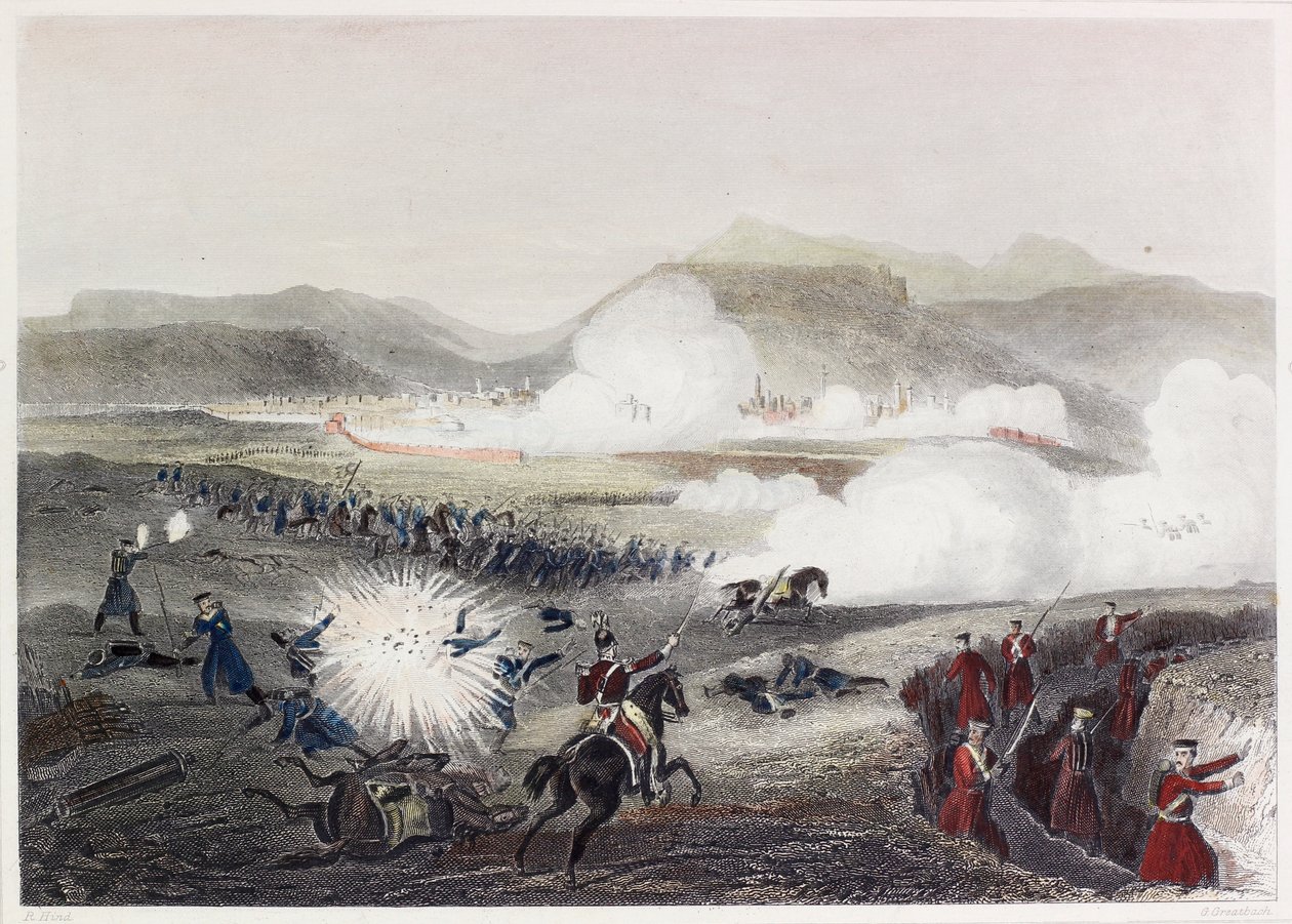 Battle Of Kars (barevná rytina) od English School