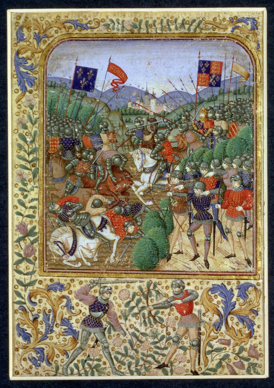 Bitva u Agincourtu, 25. října 1415 (wc na papíře) od English School