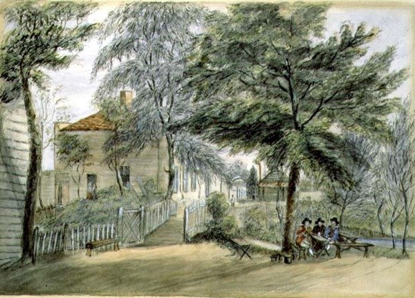 Bayswater Tea Gardens (akvarel na papíře) od English School