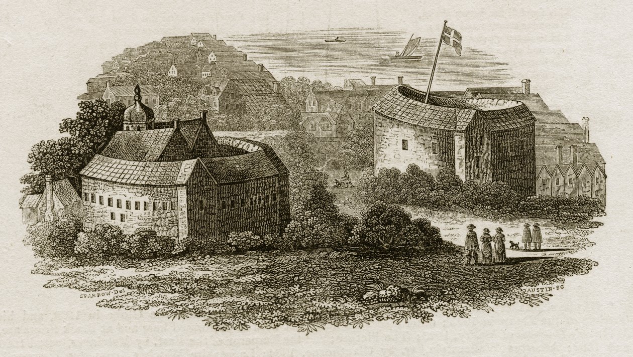 Bear Garden and Globe Theatre, Southwark, Londýn, cca 1600 (rytina) od English School