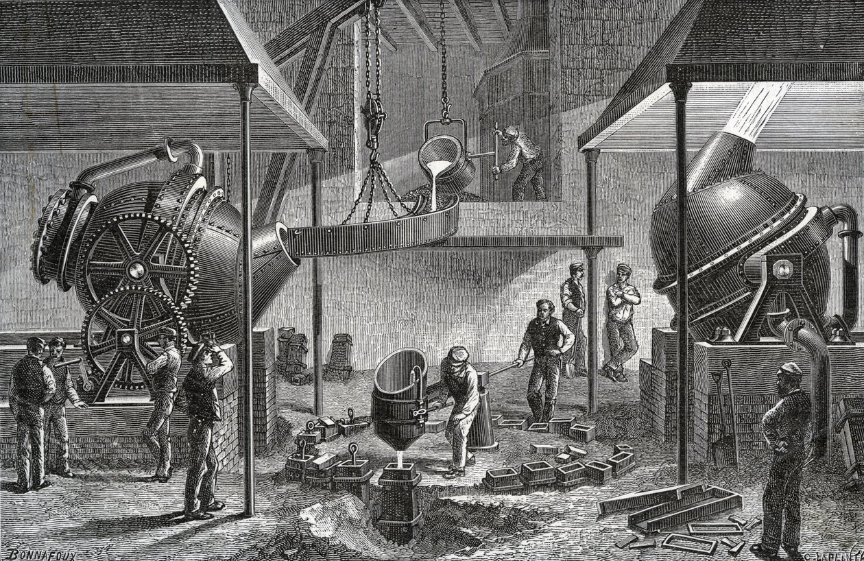 Bessemerův proces, ocelárna, Sheffield od English School