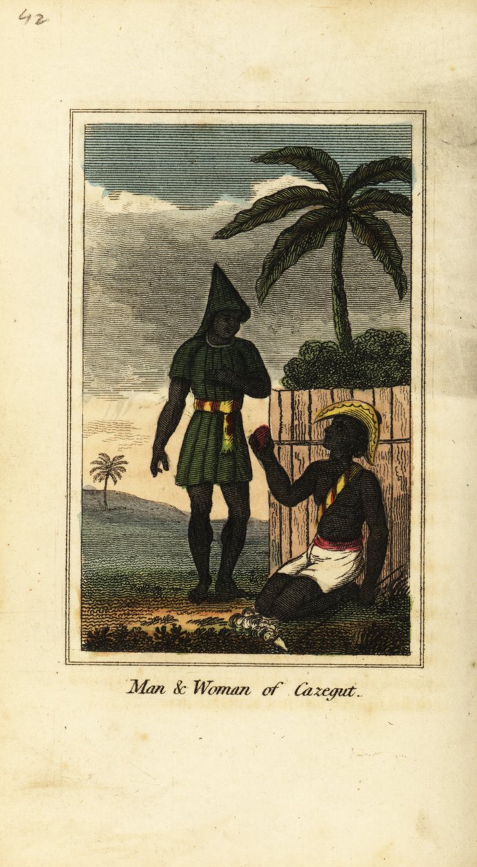 Bijogos muž a žena z Cazegut (Bissagos Islands, Guinea Bissau, západní Afrika) od English School