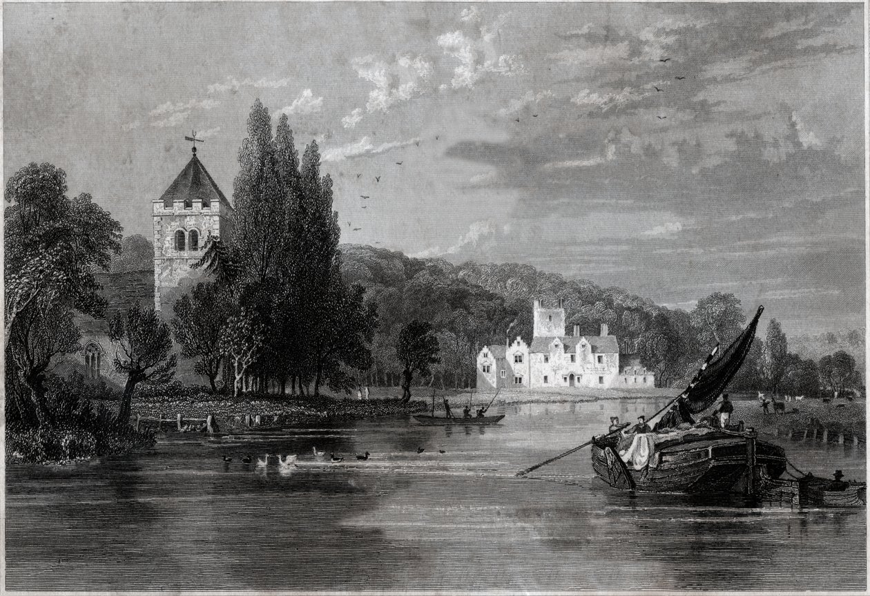 Bisham Abbey. (rytina, cca 1850) od English School