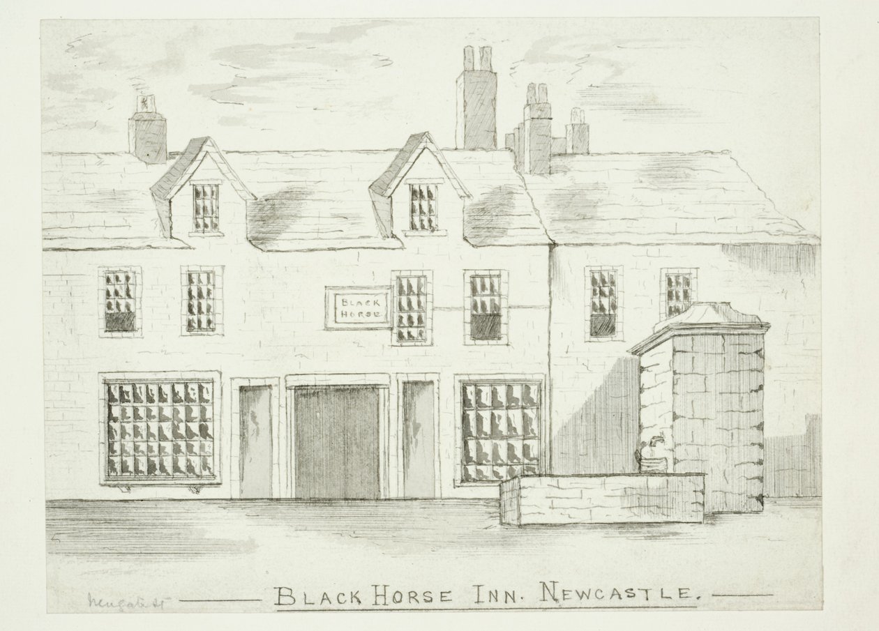Black Horse Inn, Newcastle upon Tyne (inkoust (praní) a pero a inkoust na papíře) od English School