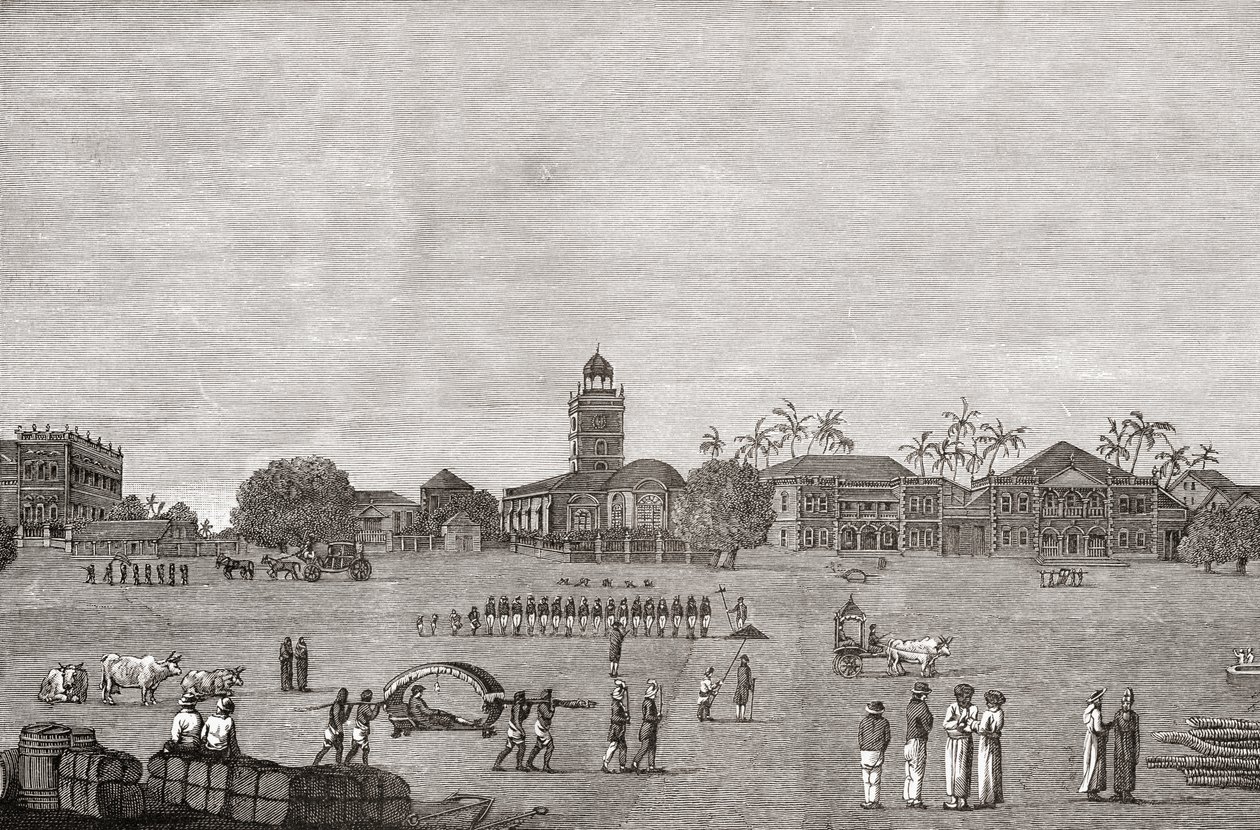 Bombay Green, Jižní Bombaj, Indie v roce 1767, z „Krátké historie anglického lidu“ od J. R. Greena, vydaného v roce 1893 od English School