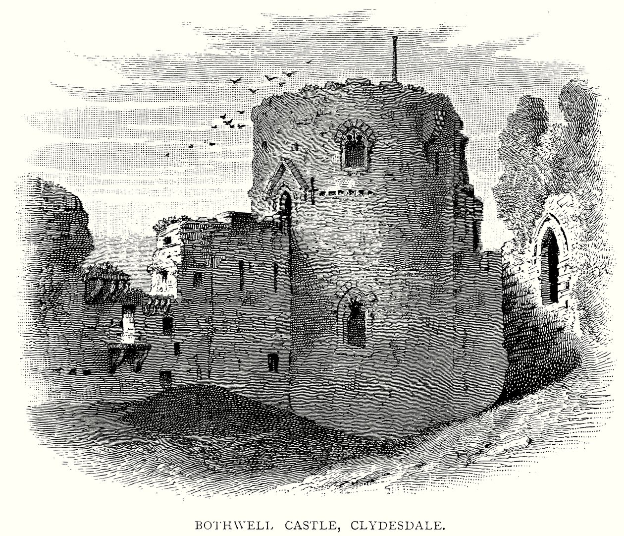 Hrad Bothwell, Clydesdale (rytina) od English School