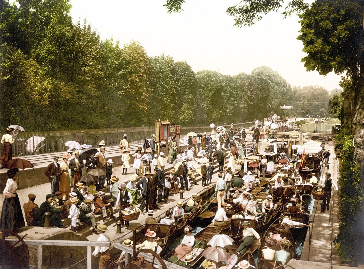 Boulters Lock (ručně kolorovaná fotografie) od English School