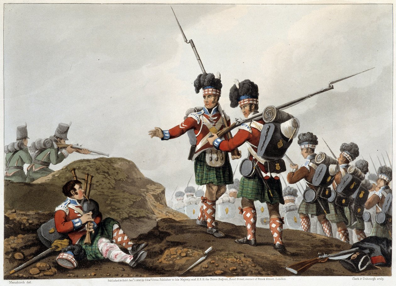 Statečnost v „“Historických, vojenských a námořních anekdotách a incidentech, které dorazily do náruče Velké Británie a jejich spojenců a skončily ve Waterloo““ od Edwarda Ormeho. Ill. od Fry, Sutherland, Clark, Dubourg, W.Heart, JA, Atkinson... Ed. 1819,  od English School