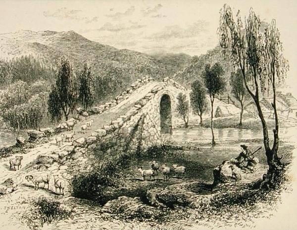 Most přes Sluggan Water, poblíž Braemar, kolem roku 1880, z 