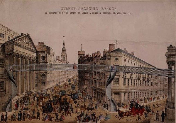 Most přes ulici v Mansion House, c.1862 (akvatinta) od English School