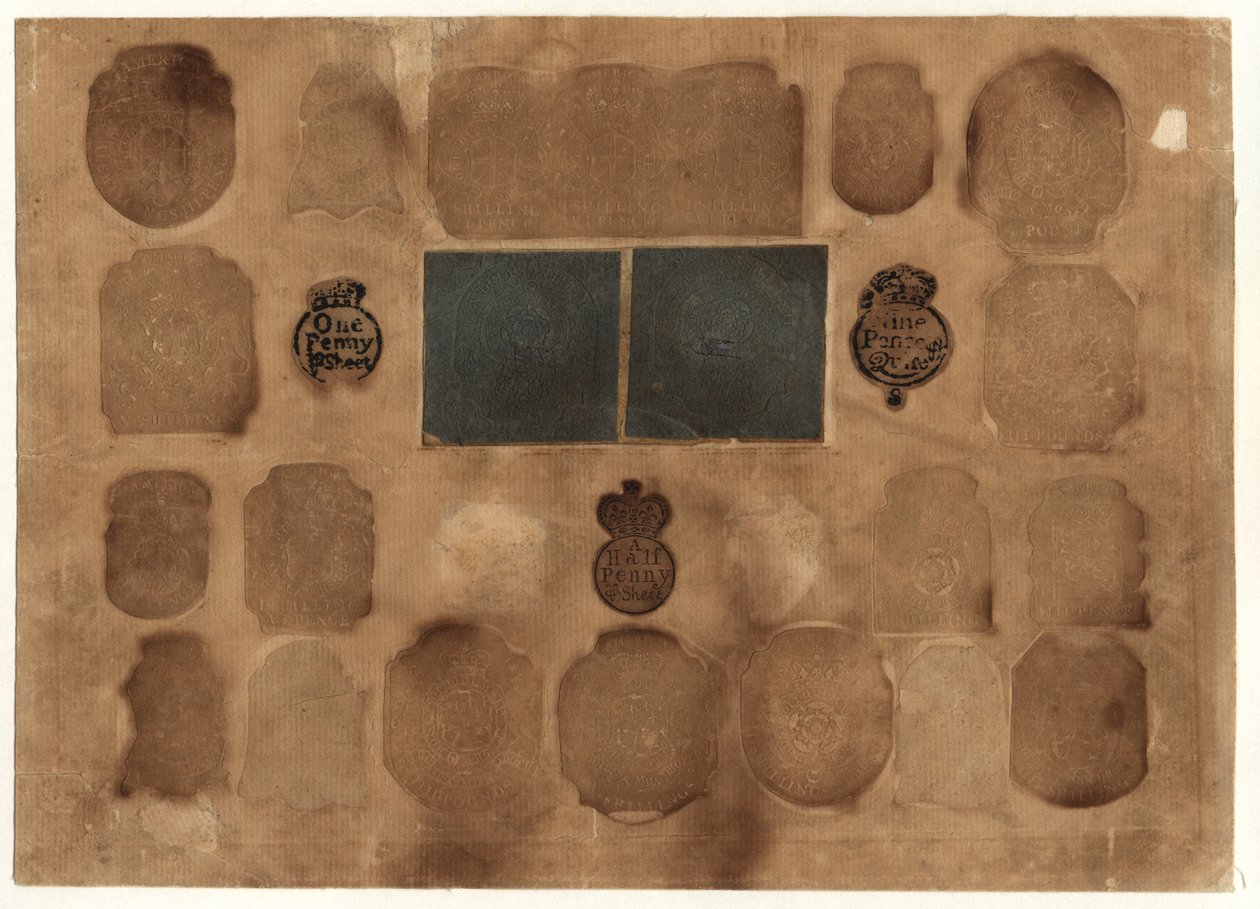 British Revenue Stamps, c.1765 od English School