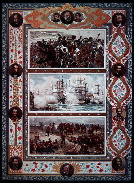 Britská vítězství, země a moře (búrská válka, Krym atd.), přední strana Illustrated London News od English School
