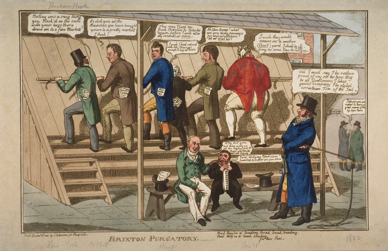 Brixton Purgatory, 1822 (ručně kolorovaný lept) od English School