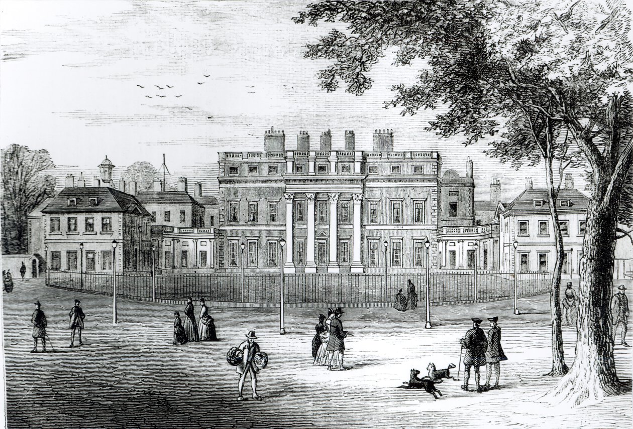 Buckinghamský dům v roce 1775, ze „Starého a Nového Londýna: svazek 4“, kolem roku 1878 od English School
