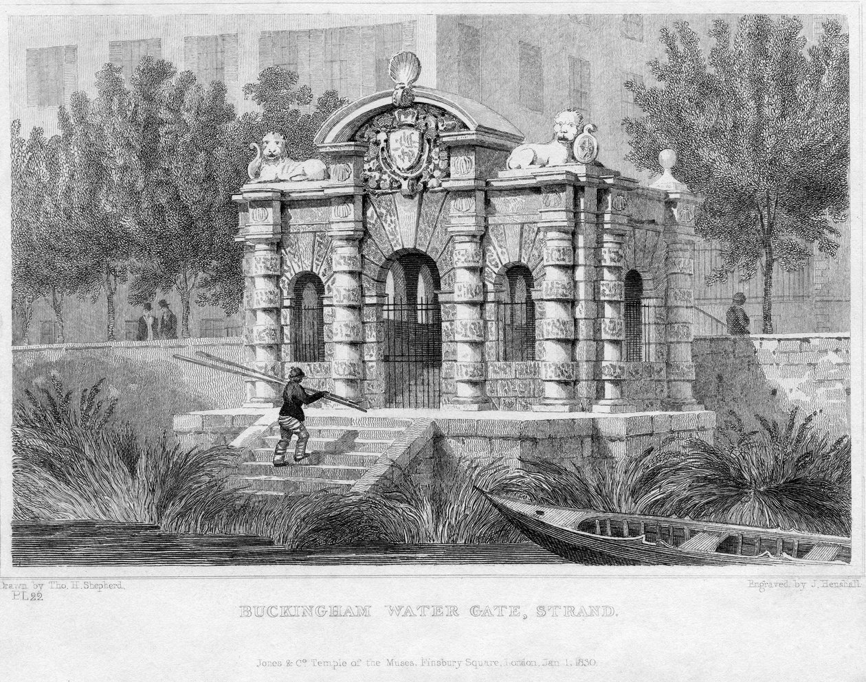 Buckingham Water Gate, Strand, 1830 od English School