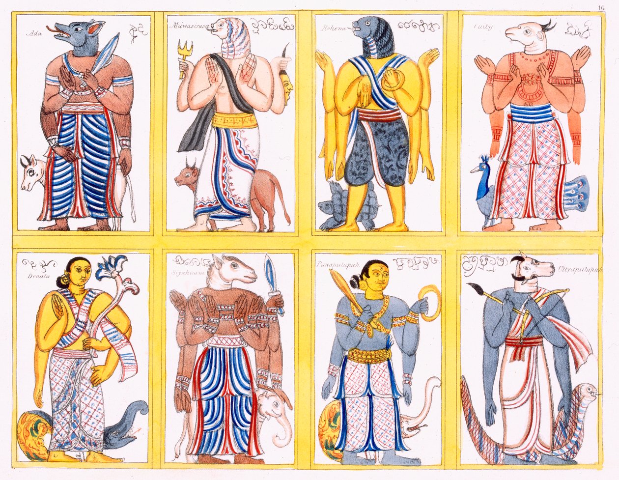 Buddhistická božstva, z Historie a doktrína buddhismu od Edwarda Uphama, 1829 od English School