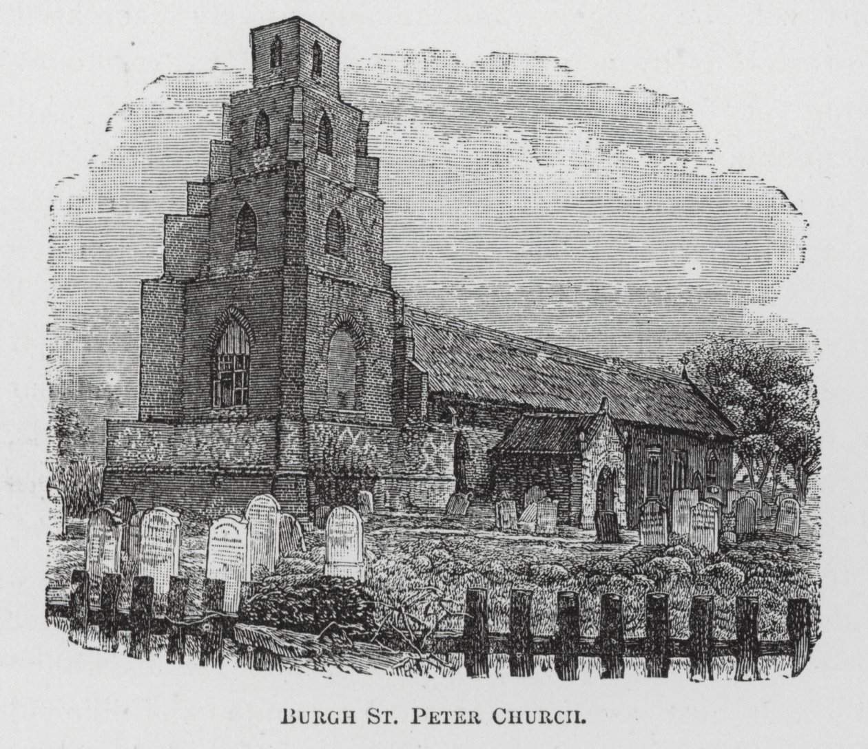 Kostel svatého Petra v Burgh (rytina) od English School