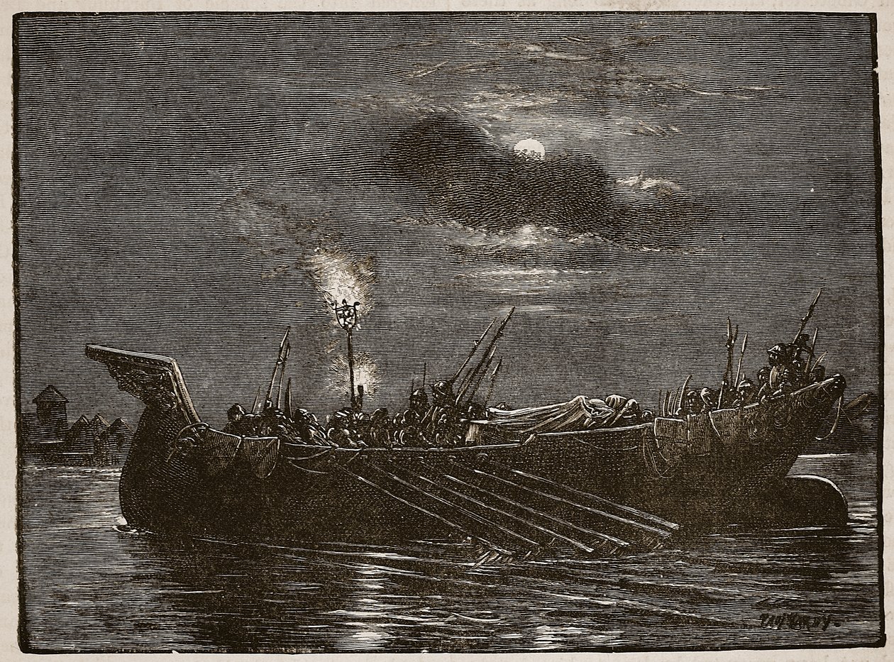 Pohřeb krále Jindřicha, ilustrace z Cassells Illustrated History of England (sépiová fotografie) od English School