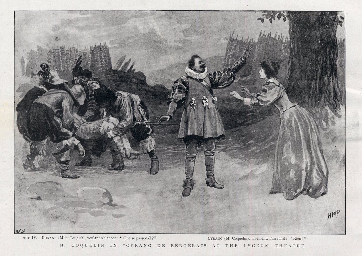 CONSTANT COQUELIN Aine (starší) anglický herec v roli Cyrana de Bergeracu v divadle Lyceum, Londýn 1898 od English School