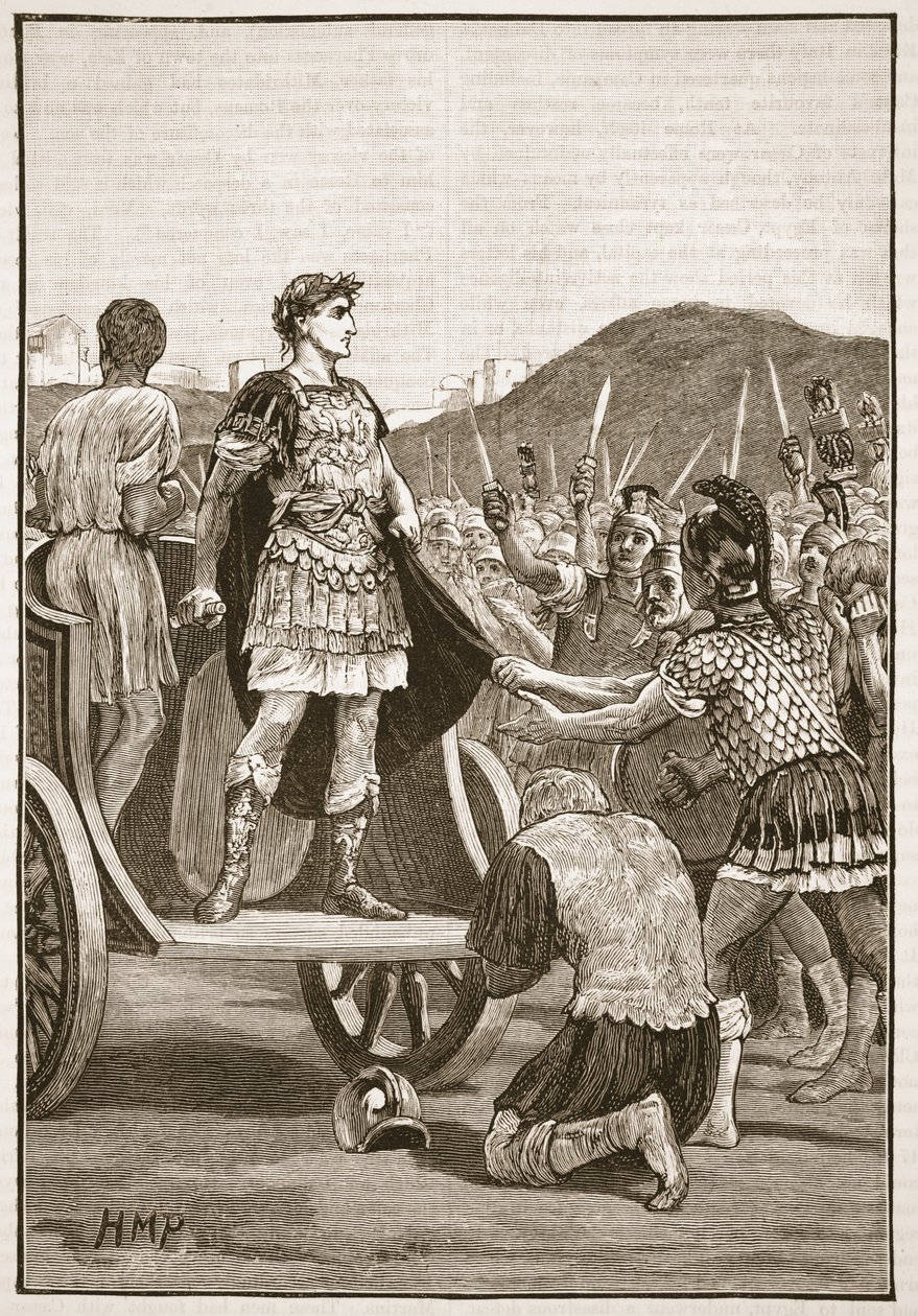 Caesar oslovuje nespokojené legie v Campus Martius od English School