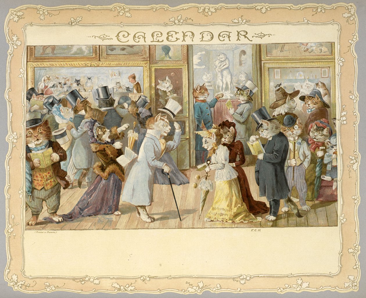 Kalendář. Přední strana obálky zobrazující kočky. Příjemné překvapení pro lidi všech velikostí. [Inverzní. S ilustracemi.]Londýn : E. Nister, [1892] od English School