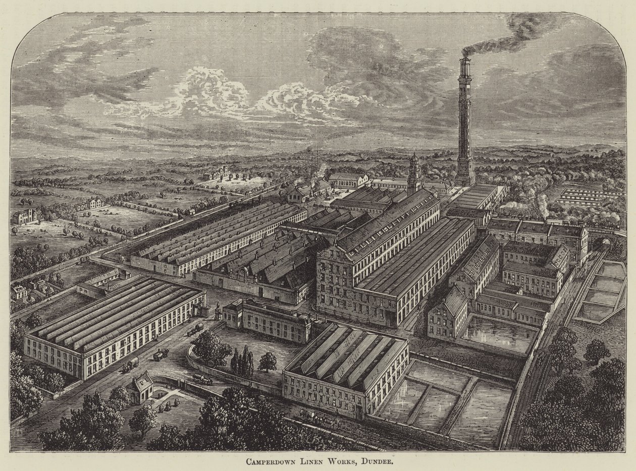 Camperdown Linen Works, Dundee (rytina) od English School