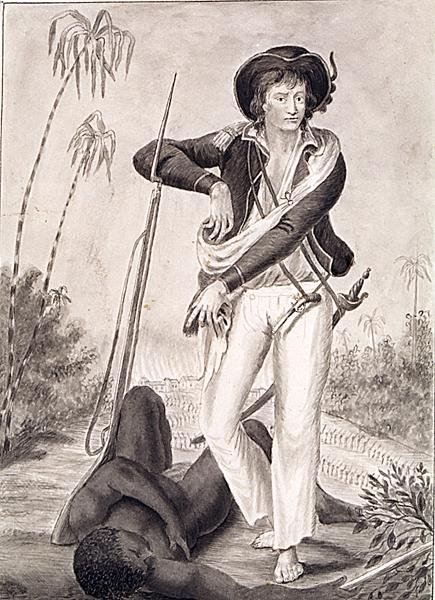Kapitán John Gabriel Stedman (1744-97), c.1800 (tužka a mytí na papíře) (B/W Photo) od English School