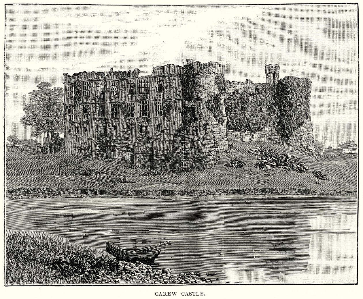 Hrad Carew (rytina) od English School