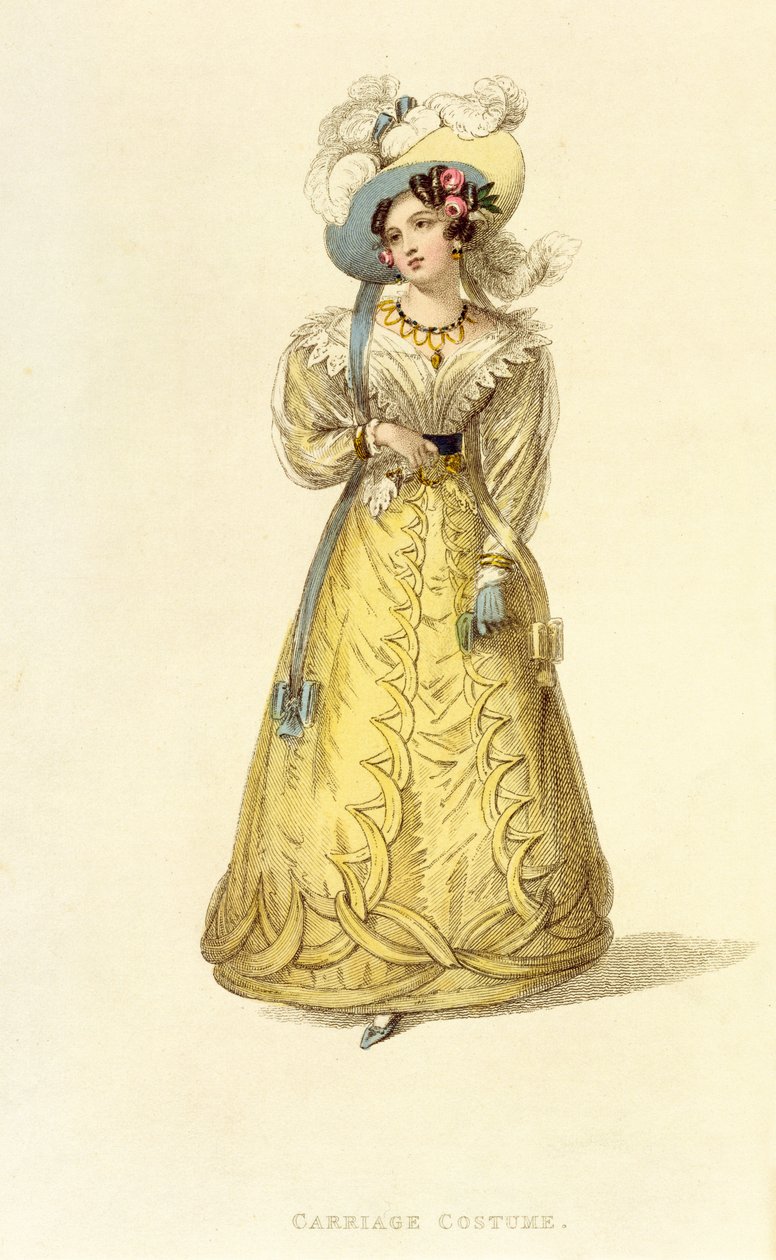 Carriage Costume, módní deska z Ackermanns Repository of Arts, c.1827 od English School