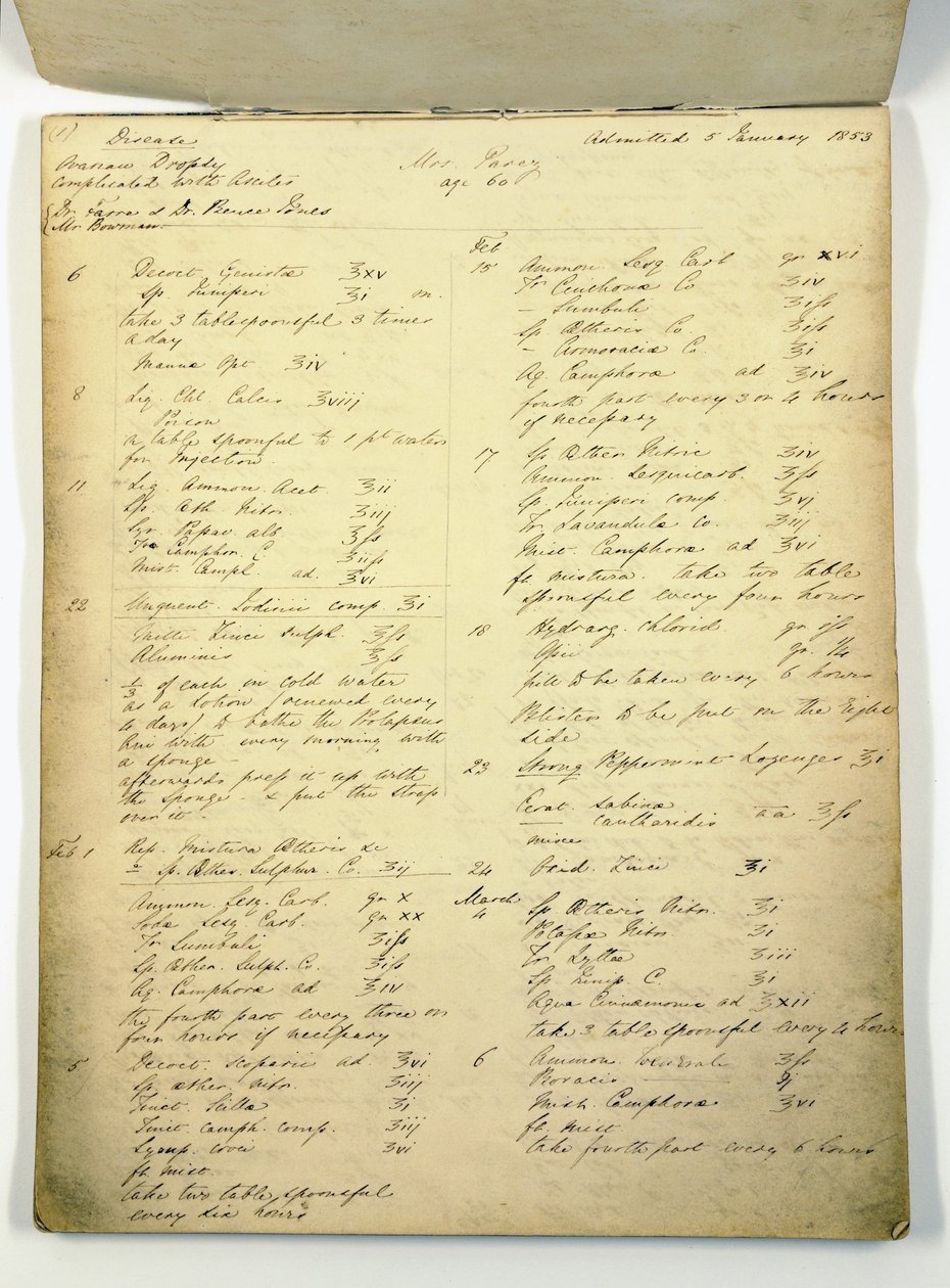 Kniha případů, kterou používala Florence Nightingale na Harley Street od English School