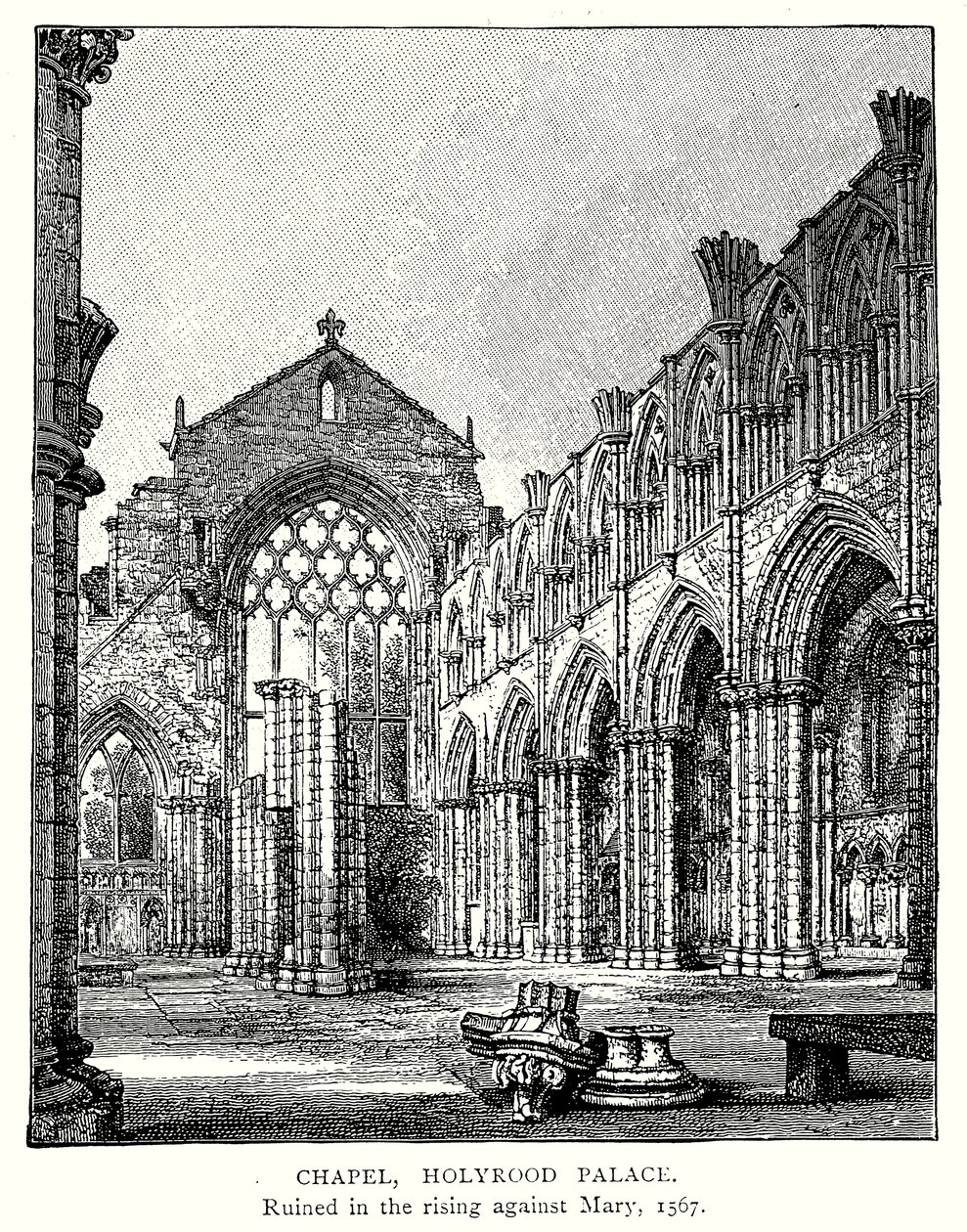 Kaple, palác Holyrood (rytina) od English School
