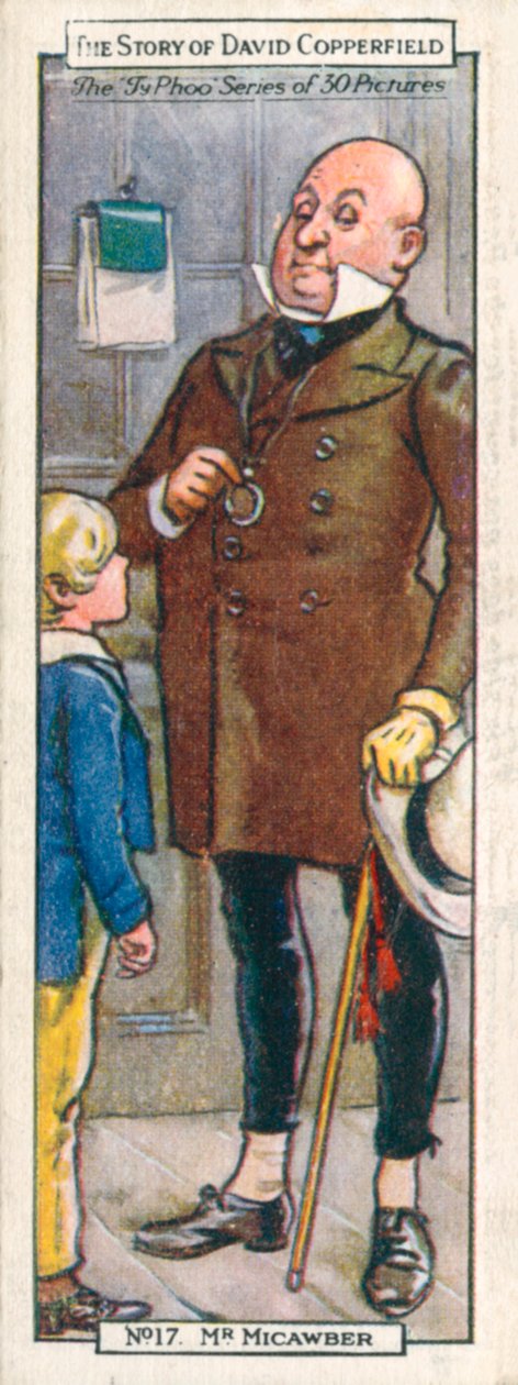 Postavy z Davida Copperfielda: Micawber (barevná litografie) od English School