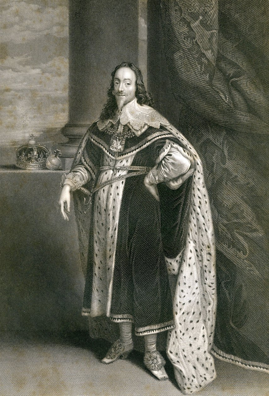 Charles 1st, ryl F. Holl podle Van Dycka, 19. století od English School