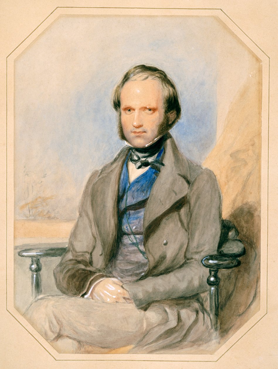 Charles Darwin (akvarel na papíře) od English School