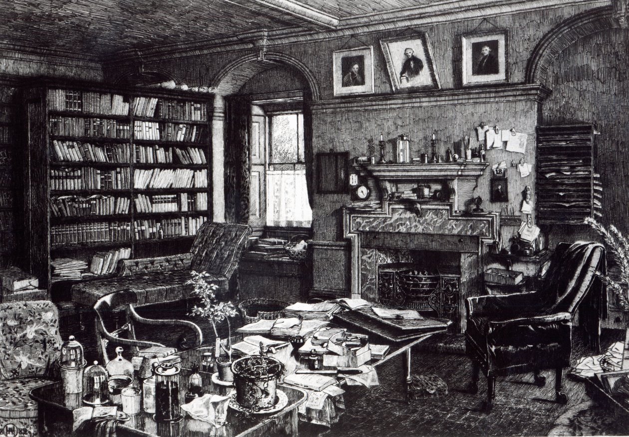Charles Darwins studoval v Down House, 1882 od English School