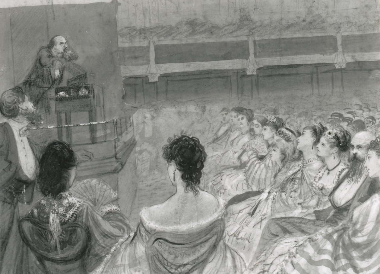 Charles Dickens přednáší v St. James