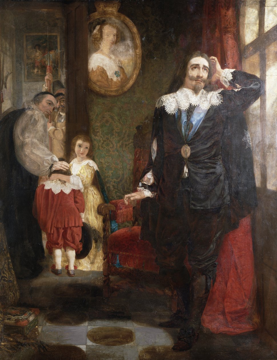 Karel I. se loučí se svými dětmi (olej na plátně) od English School