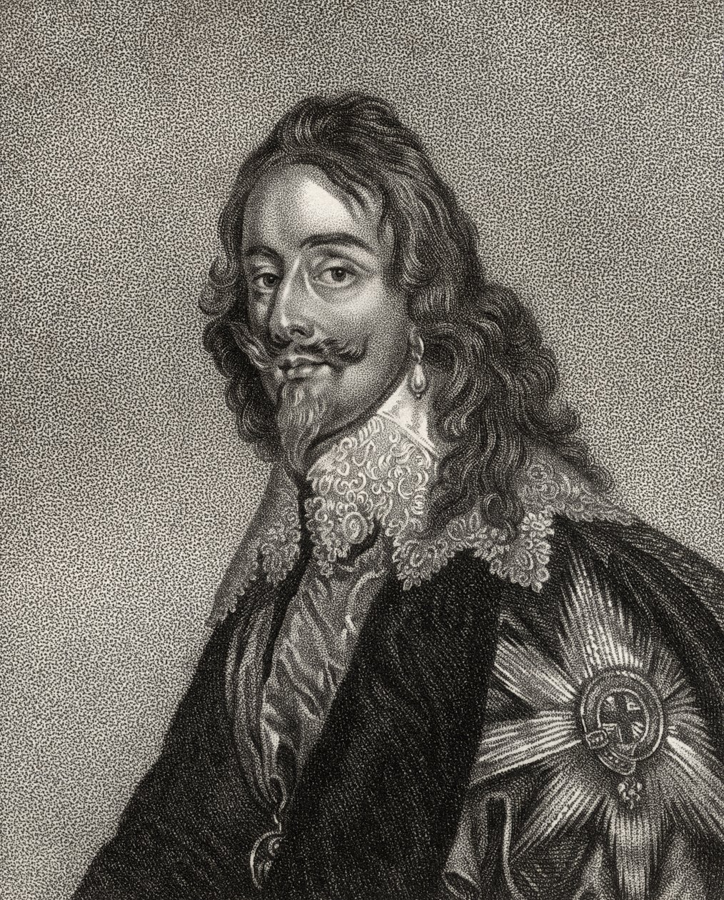 Charles I, vyrytý Bocquetem, z „Katalogu královských a vznešených autorů“, vydaného v roce 1806 od English School