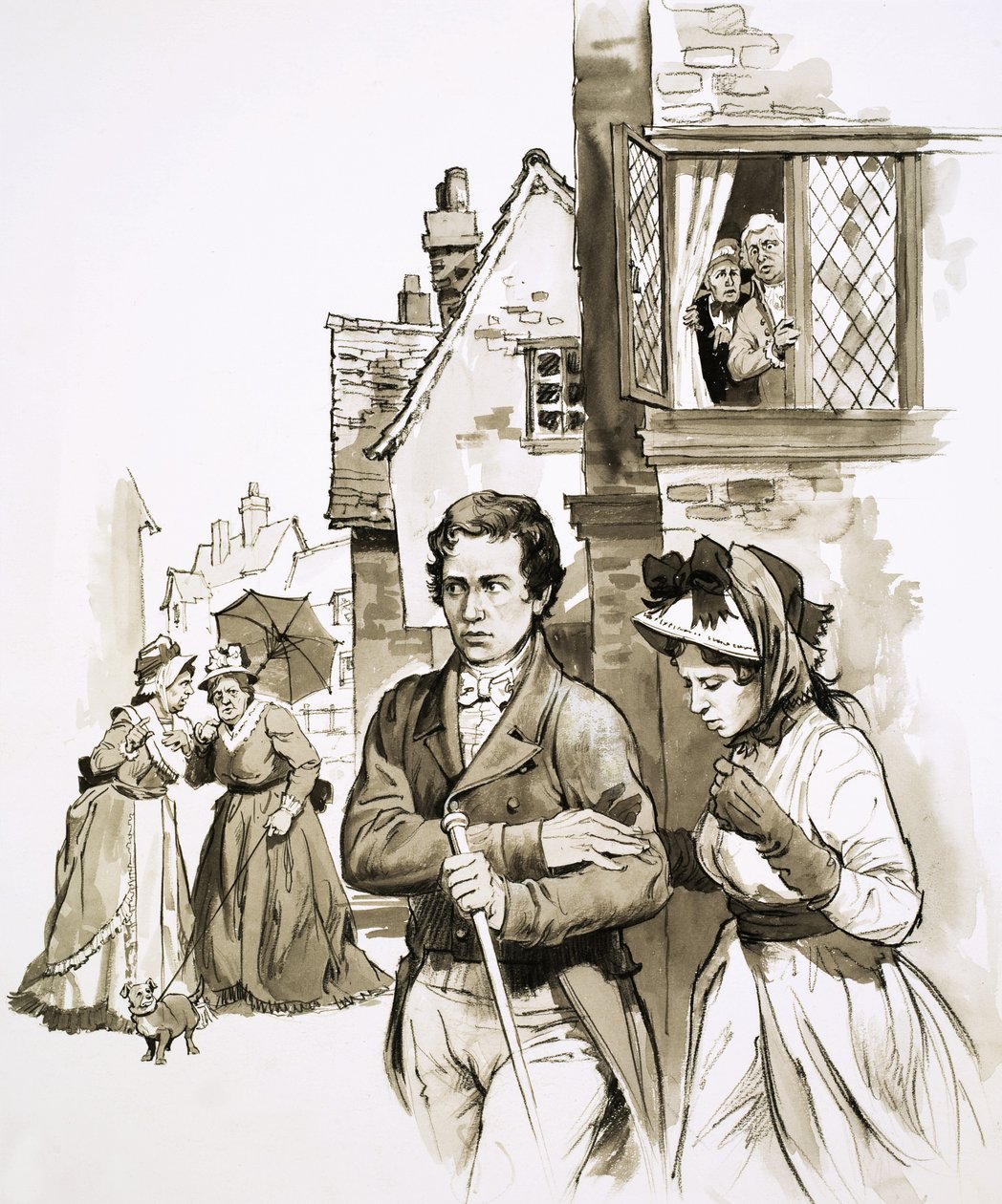 Charles Lamb a jeho sestra byli vyháněni místními drby z jednoho bytu do druhého. od English School
