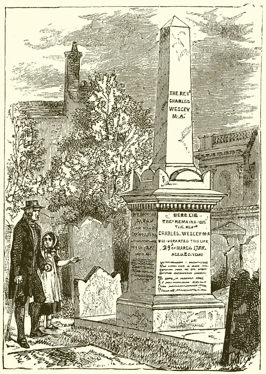 Charles Wesley, náhrobek (rytina) od English School
