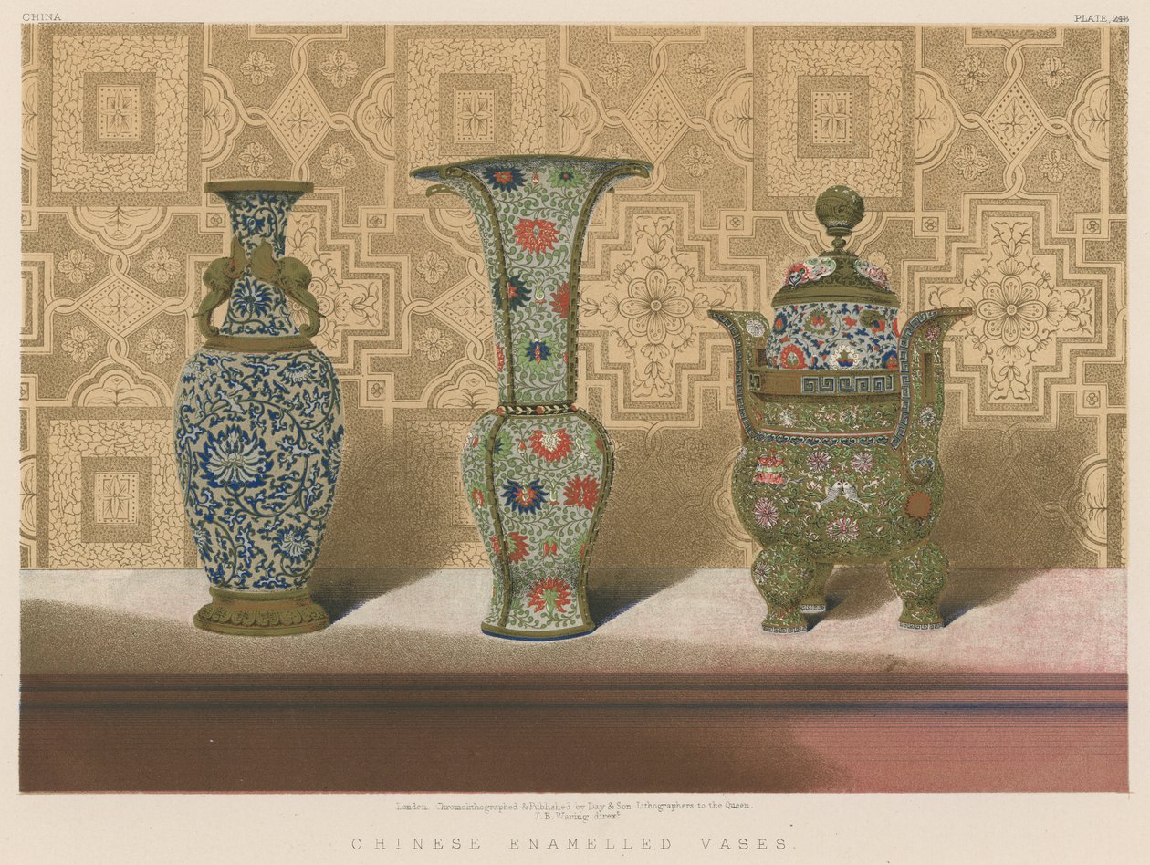 Čínské smaltované vázy (chromolit) od English School