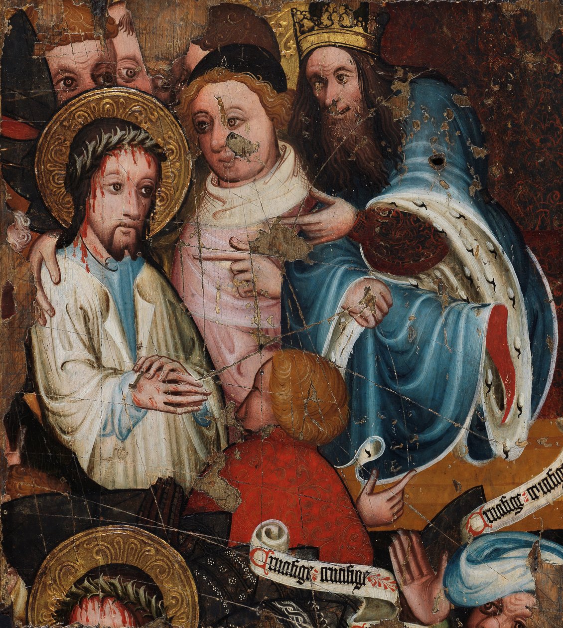 Kristus před Pilátem, cca 1400-25 (tempera a plátkové zlato na panelu) od English School