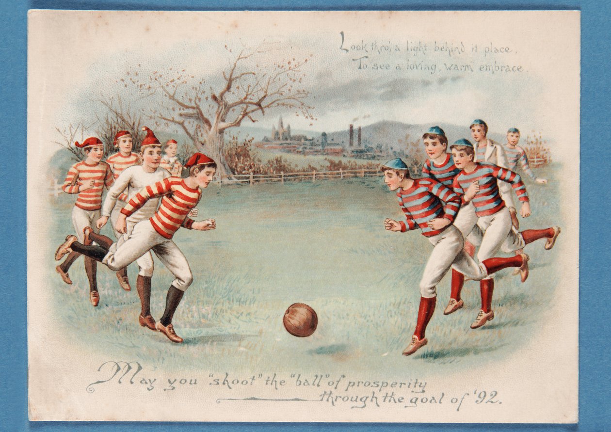 Vánoční pohlednice z fotbalového zápasu, 1892 od English School