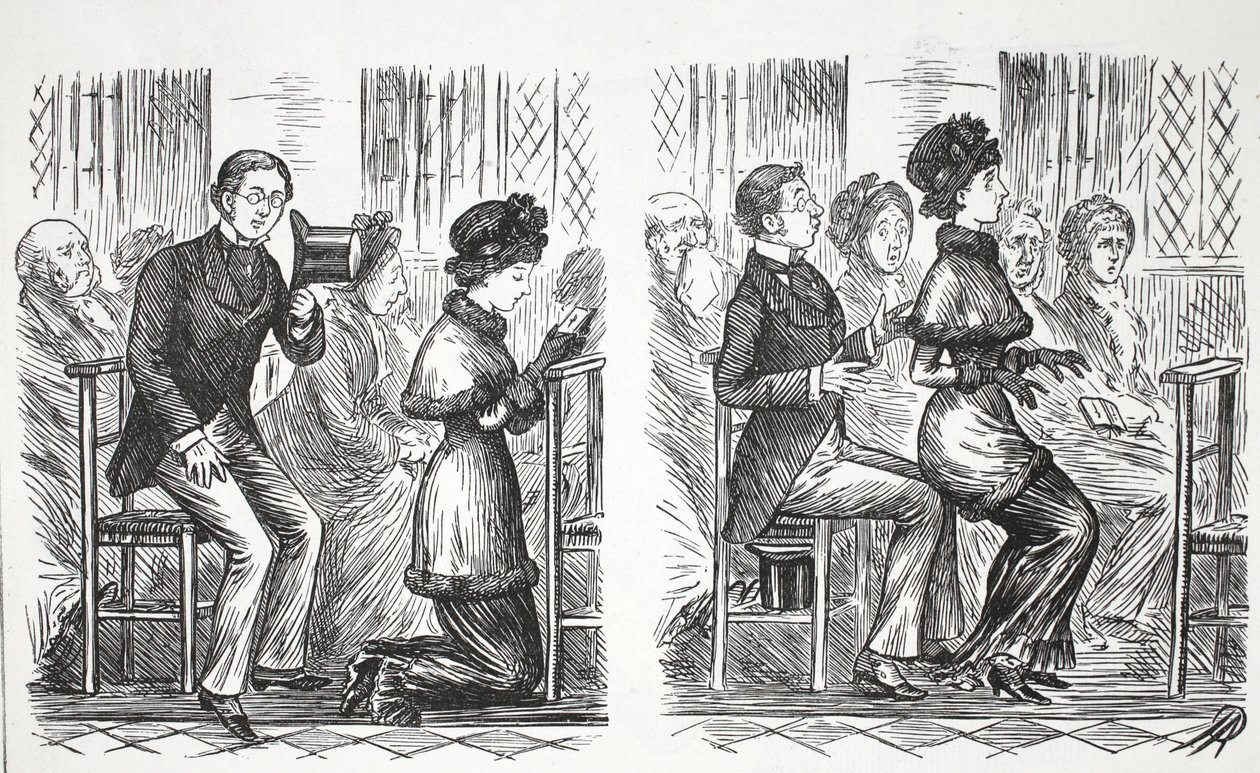 Církevní mravy, ilustrace z Punch od English School