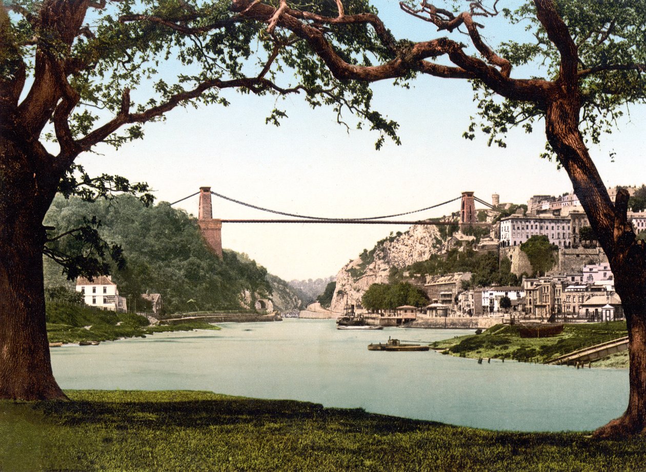 Clifton Suspension Bridge (ručně kolorovaná fotografie) od English School