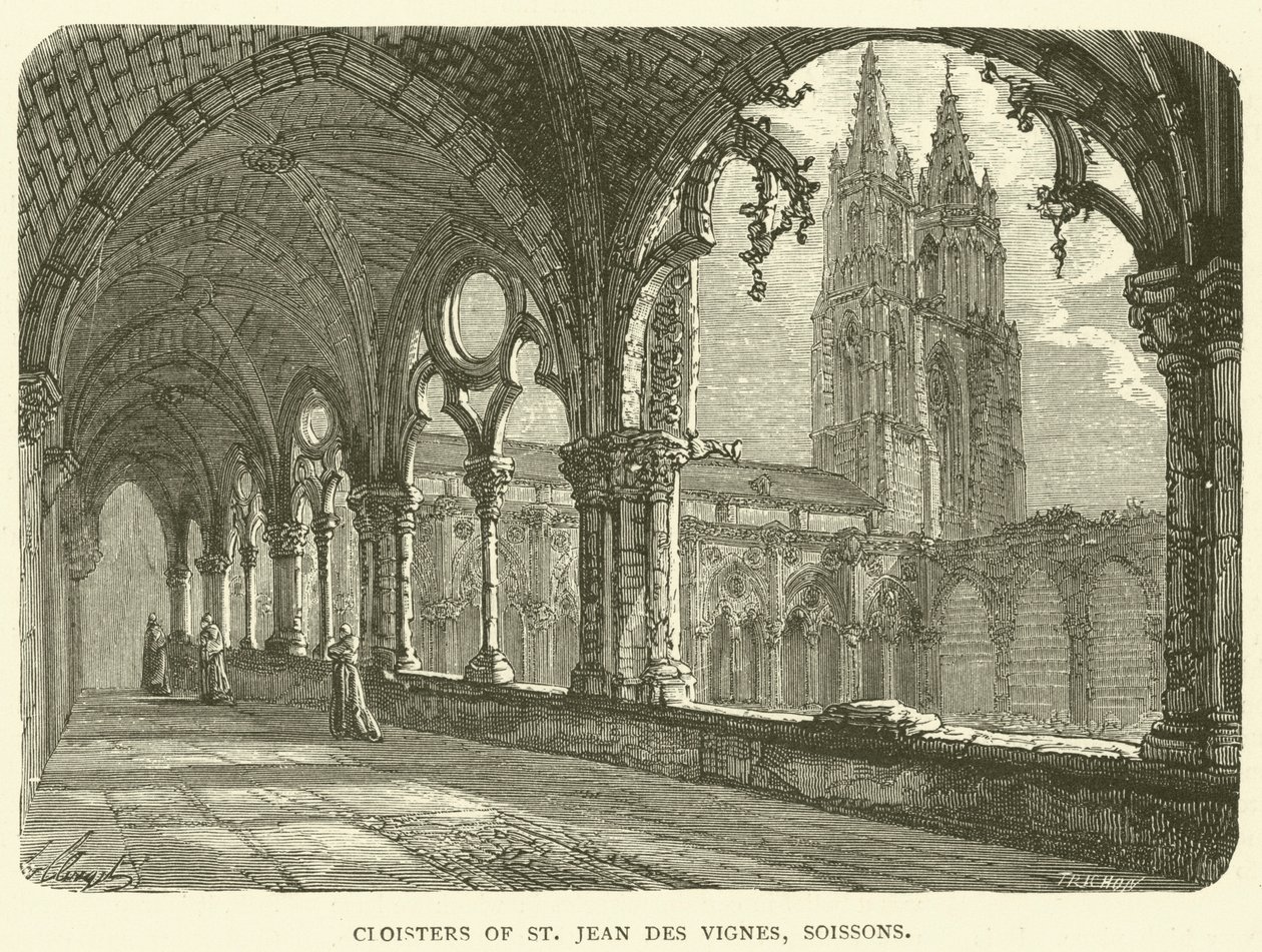 Klášter St Jean des Vignes, Soissons (rytina) od English School