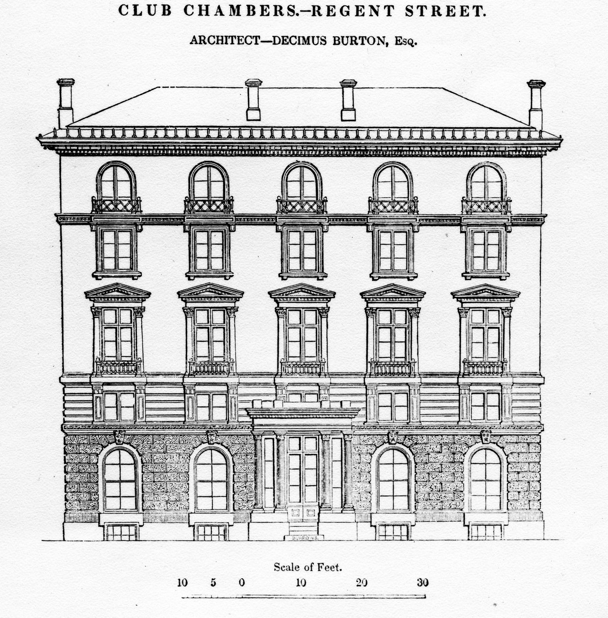 Club Chambers, Regent Street, 1839 od English School
